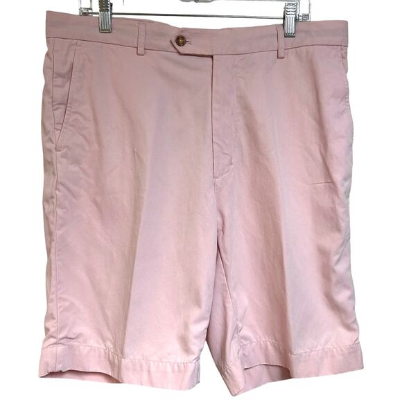 Fairway & Greene Men Larson Tech Shorts Pink Golf Athletic Chino Preppy Size 35 - Picture 1 of 5